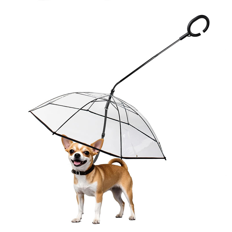 NAMSAN Dog Umbrella for Small Dogs, Self-Assembly Dog Umbrella Leash, Clear Doggie Rain Umbrella, Puppy Walking Umbrella with Adjustable Leash Type-B