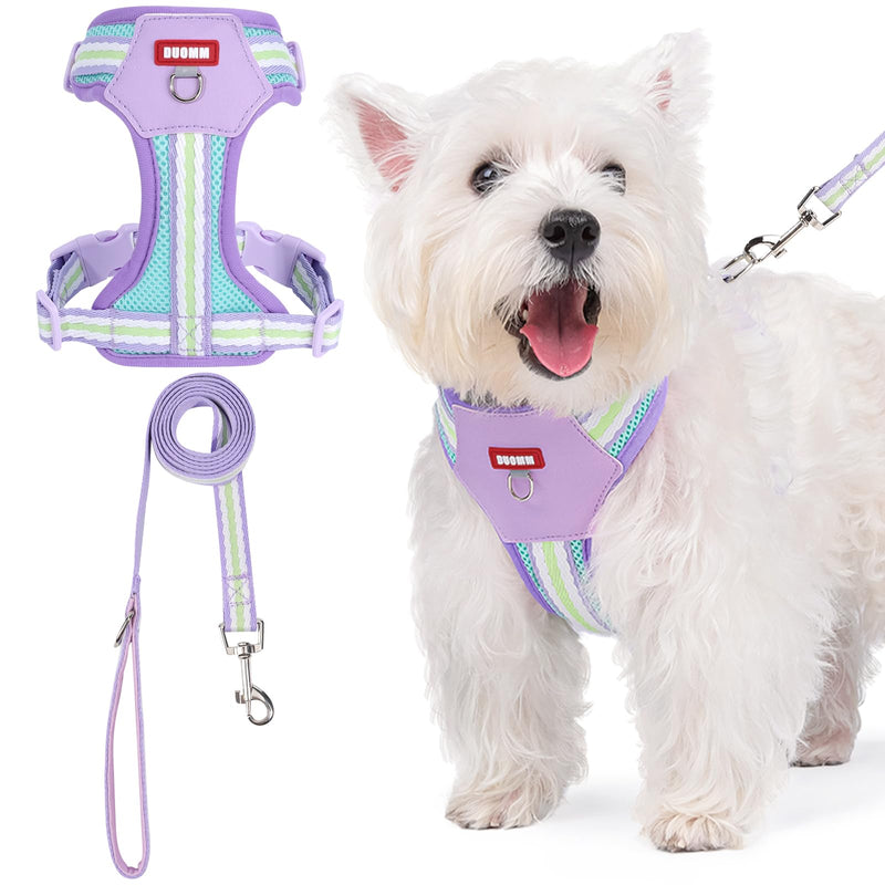 No Pull Dog Harness and Leash Set,Adjustable Dog Vest Harness for Small Medium Large Size Dogs,Breathable and Soft Escape-Proof Puppy Harness with 2 Buckles Purple XS Extra Small - PawsPlanet Australia