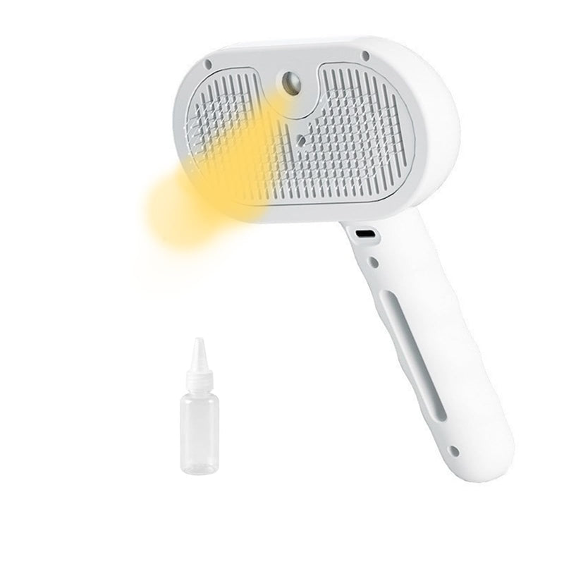 Cat Steam Brush, 3 - in - 1 Dog Brush for Shedding - Grooming Tool for Long & Short Hair Pets Cleaning & Massage, Rechargeable Spray Hair Removal Comb With Tube, Quiet Design ≤36dB (White) White - PawsPlanet Australia