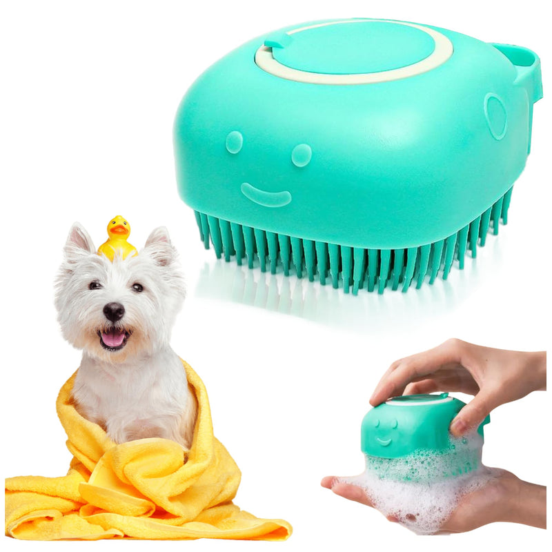 Dog Bath Brush - Silicone Pet Grooming Tool for Dogs & Cats - Hair Remover & Shampoo Scrubber for Sensitive Skin