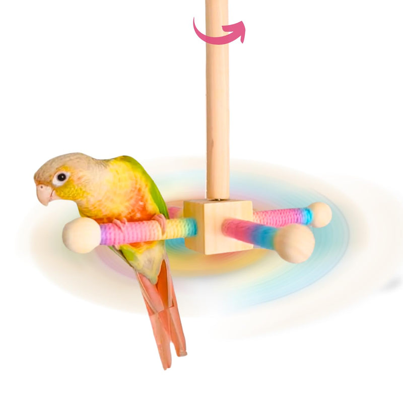 Bird Toy Spinning Perch for Parakeet Cockatiels, Cage Interactive Wooden Stand for Budgies Conures, Cage Accessories Enrichment Toys for Small Medium Parrots Lovebird Parrotlet - PawsPlanet Australia