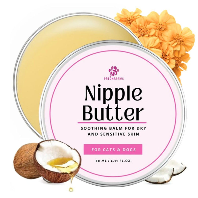 Nipple Soothing Balm for Nursing Dogs & Cats – Lick-Safe, Lanolin-Free, All-Natural Nipple Butter – Soothes Chapped & Cracked Skin – Coconut Oil, Shea Butter, Vitamin E, 2.11 oz - PawsPlanet Australia