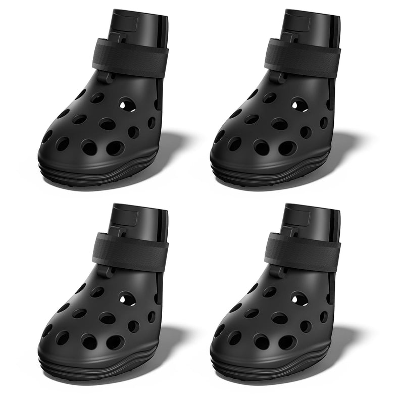 Dog Shoes for Hot Pavement, Breathable Dog Boots Paw Protectors with Adjustable Straps & Non-Slip Sole, Easy On & Off, Waterproof, Easy-Cleaning (Black, M) Black