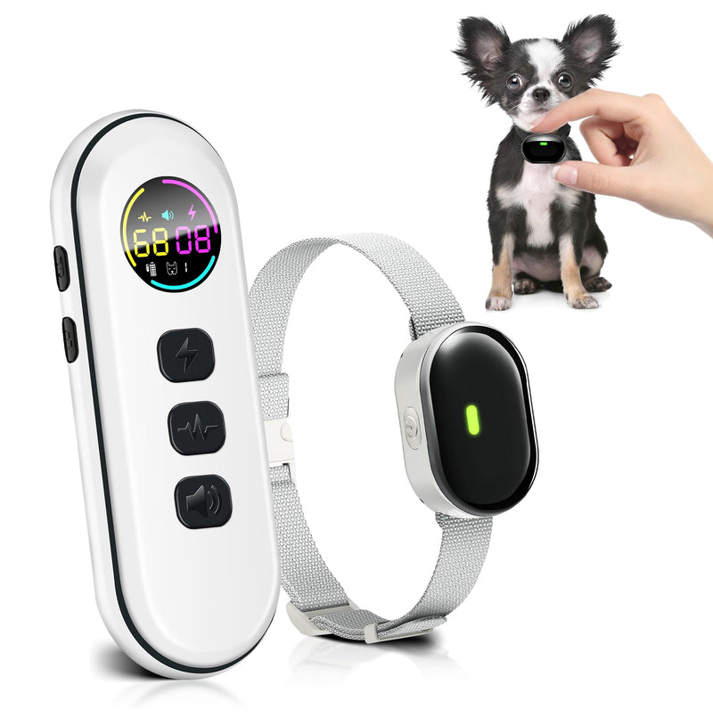 Ultra-Small Dog Shock Collar, Ultra-Light & Thin Dog Training Collar with 1300ft Remote, Tailored for Small Dogs 5-15lbs & Medium Dogs, 198-Level Precise Control, Waterproof, Rechargeable(White) White - PawsPlanet Australia