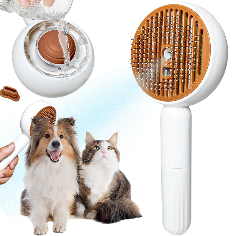 3-in-1 Steam Brush for Cats & Dogs – Hair Removal Comb with One-Click Release & Water Spray – Grooming Brush for Shedding, Long/Short Hair (white brushs) white brushs - PawsPlanet Australia