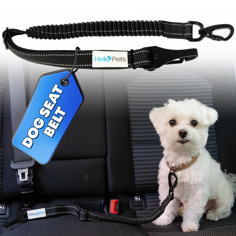 Dog Car Seat Belt for Car 3-in-1 Adjustable Safety Seatbelt for Dogs in Car – Durable Extra Thick Nylon Webbing Bungee with Hook & Buckle Latch, Reflective Dog Harness for Car (Black). Black - PawsPlanet Australia