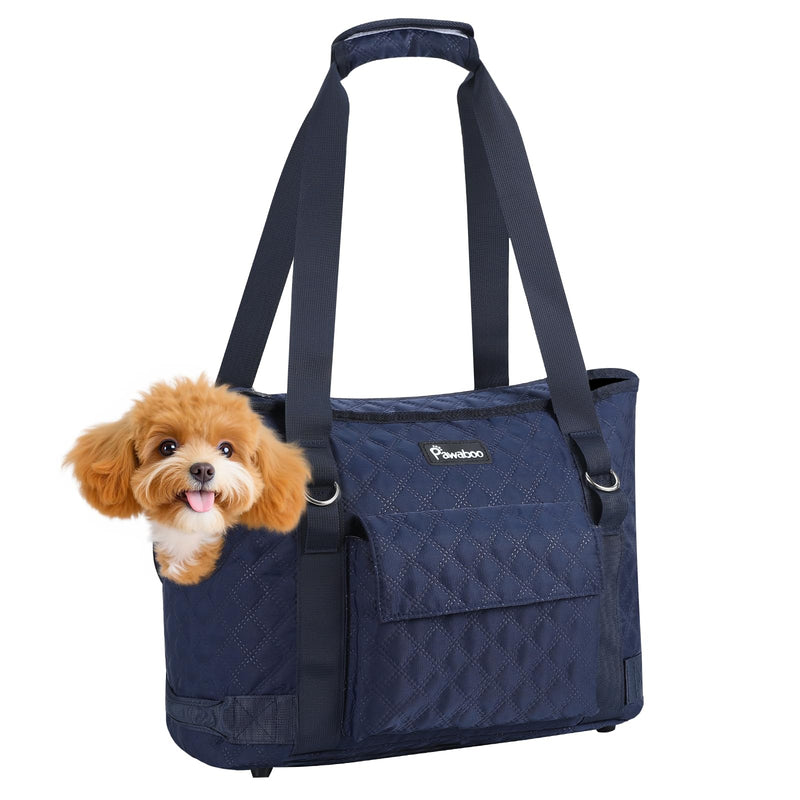 Pawaboo Dog Purse Carrier for Small Dogs with Pocket, Lightweight Dogs and Puppies Tote Bag Carrier, Dog Carriers Soft Sided for Puppy Cat Rabbit, Shopping Travel Puppy Carriers Under 11 LBS,Navy Blue A-Navy Blue