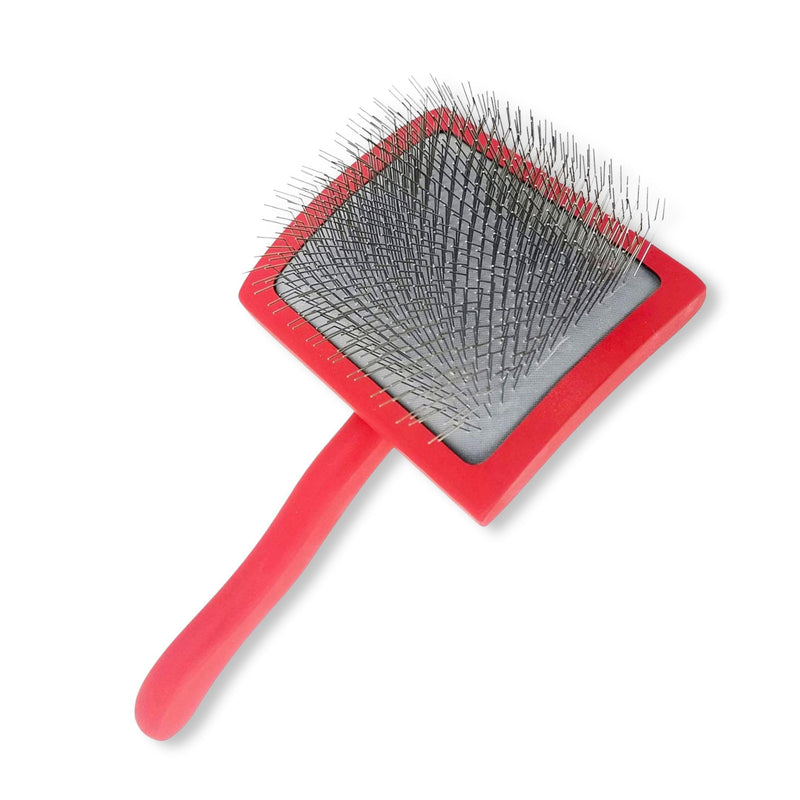 Professional Slicker Brush for Dogs & Cats – Grooming Tool for Detangling, Deshedding & Fluffing – Ideal for Poodles, Goldendoodles, Doodles – Gentle & Effective Pet Brush - (Red) Red - PawsPlanet Australia