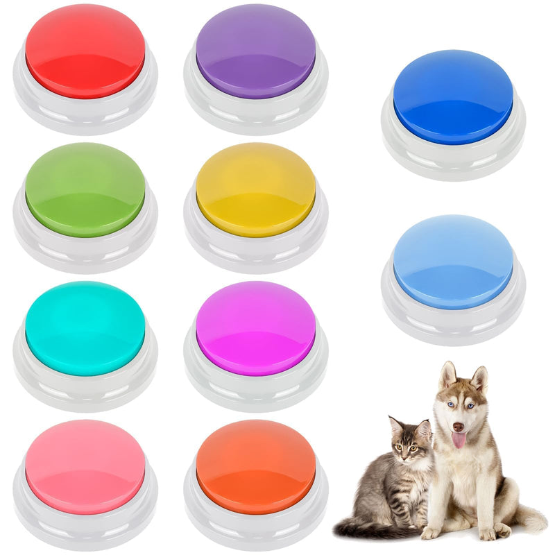 10 Color Voice Recording Buttons for Dogs Dog Training Communication Buttons with 30 Sec Record and Playback,Pet Training Buzzer for Puppy Cats, Funny Gift for Study Office Home Pet Lovers (10 Pack) White Base+Muticolored - PawsPlanet Australia