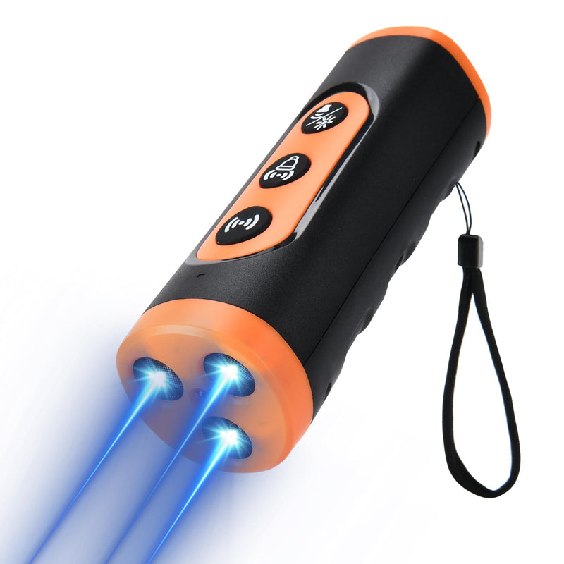 3-in-1 Ultrasonic Dog Bark Deterrent Device with Triple Emitters, 50ft Auto/Manual Bark Control, Rechargeable Battery, Strobe Light & Beep Trainer - Humane No Shock Solution for Aggressive Dogs - PawsPlanet Australia
