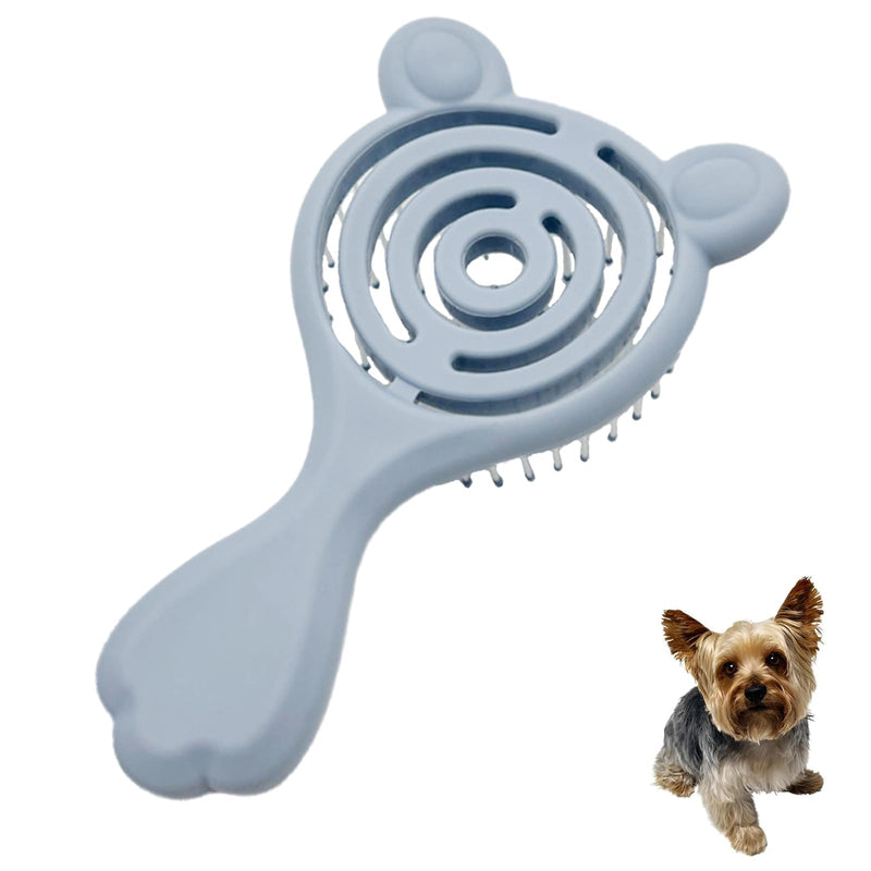Cat-Ear Design Puppy Brush, Gentle Soft-Bristle Small Dogs Plastic Detangling Grooming Tool, Fit for Yorkie Shih Tzu Maltese Maltipoo (Blue) Blue