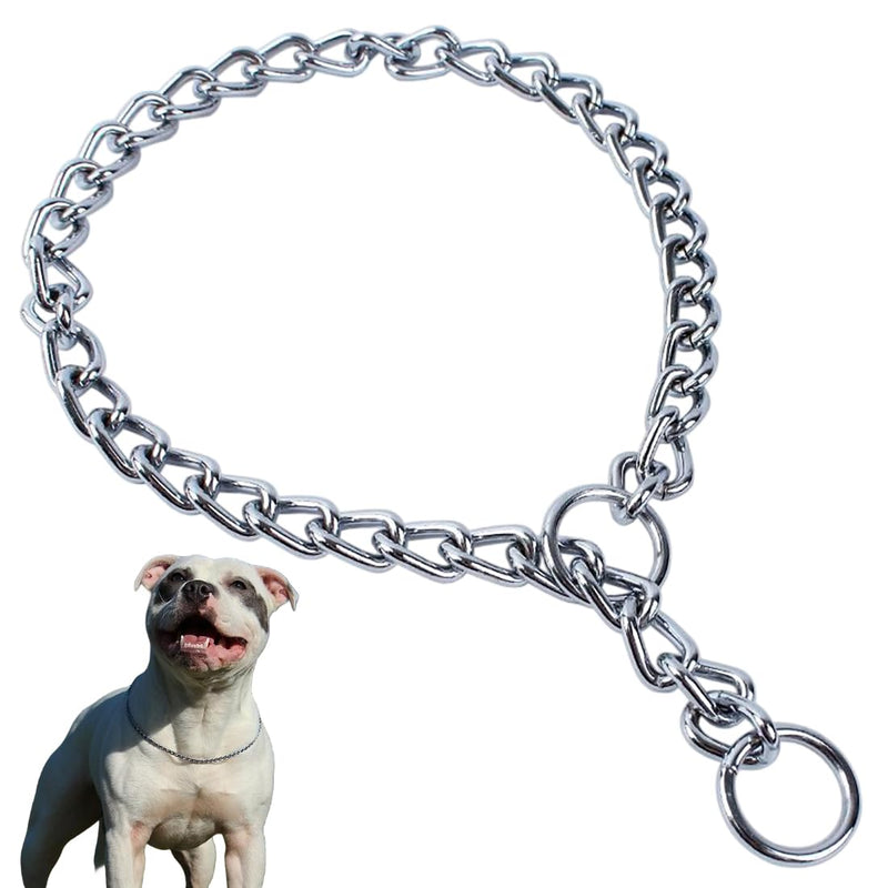 Chain Dog Choker Collar, Metal Slip Link Training Choke Dog Collar Heavy Duty Puppy Collars for Small Medium Large Big XL Breed Dogs, Silver M M(Neck Max 18inch)D3mm - PawsPlanet Australia