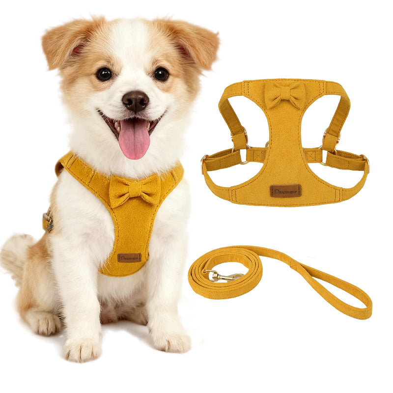 Cute Small Dog Harness and Leash Puppy Set with Bowtie,Step in Dog Harnesses,Soft Adjustable Cat & Dog Vest,Harness for Small Cats & Dogs Walks and Parties(Yellow,S:Weight 8.8-17.6lb) Yellow S(Chest:16-22'') - PawsPlanet Australia