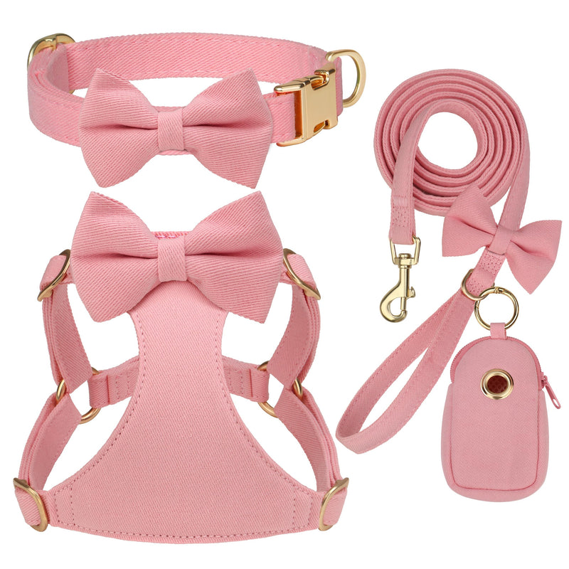 Beirui Adorable Small Dog Harness Collar Leash Set,Cute Puppy Harness with 3 Bows for XS Dogs,Yorkie,Adjustable Step-in Vest for Walking,Parties&Holiday Outfits(Pink,XS) XS: Fit 4-8lbs Pink - PawsPlanet Australia
