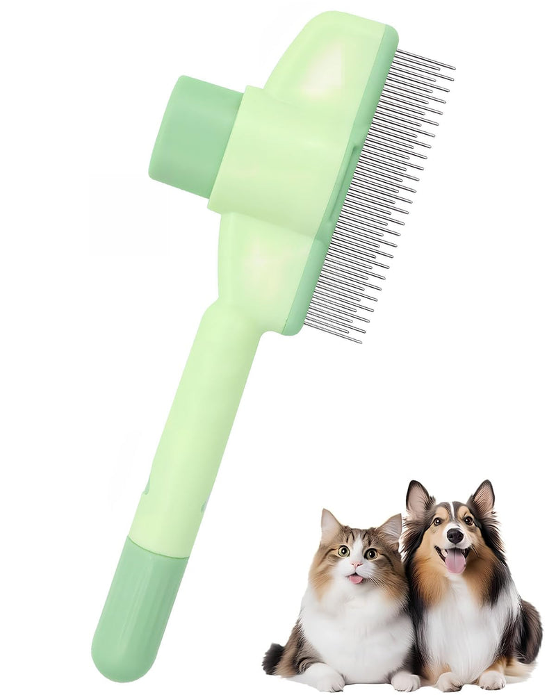 Pet Comb for Cats,Pet Hair Removal Comb Flea Comb with Release Button (Green) - PawsPlanet Australia