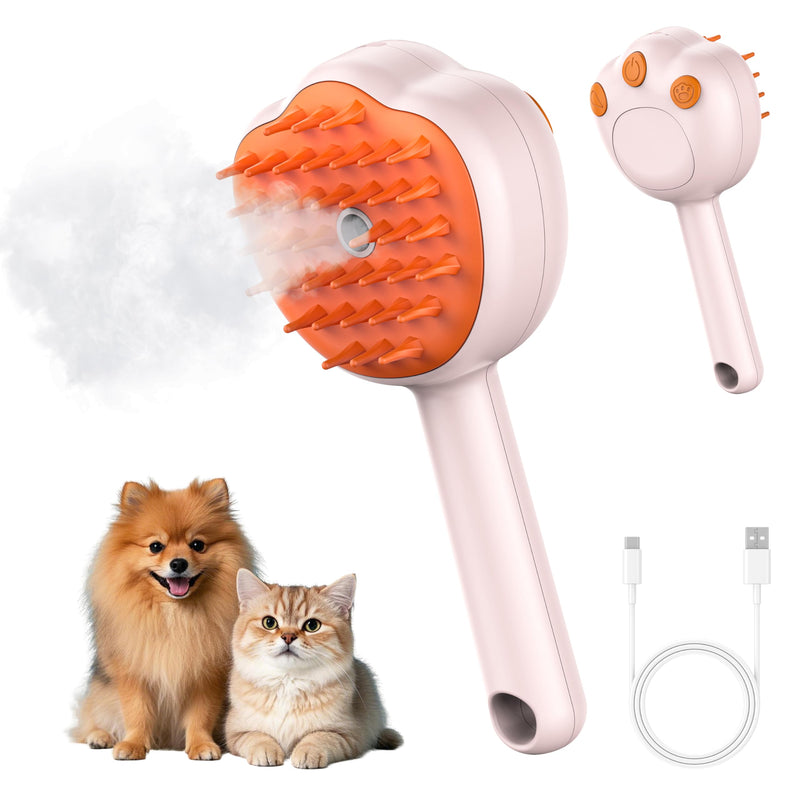 Steam Cat Brush, 6-in-1 Dog Brush Spritz Defur Comb, Steamy Skin Friendly Deshedding Grooming Tool, Suitable for Shedding & Haired Pets, Pet Supplies Accessories,Pink Pink - PawsPlanet Australia
