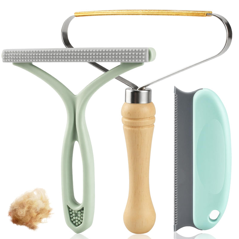 Pet Hair Removal Tool 3 Pack Dog Cat Hair Remover Carpet Scraper Rake Fur Removal Brush Lint Remover Shaver for Car Furniture Couch Green - PawsPlanet Australia