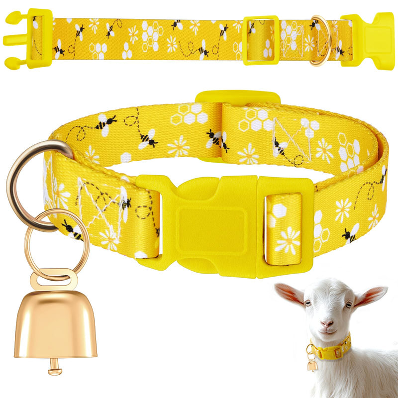 Talltalk Goat Collars with Bells Grazing Copper Bell and Adjustable Nylon Collar Set Loud Bronze Bell for Farm Pet Sheep Cow Sheep Dog Accessories Christmas Thanksgiving Gift(Bee,Yellow) Yellow Bee - PawsPlanet Australia