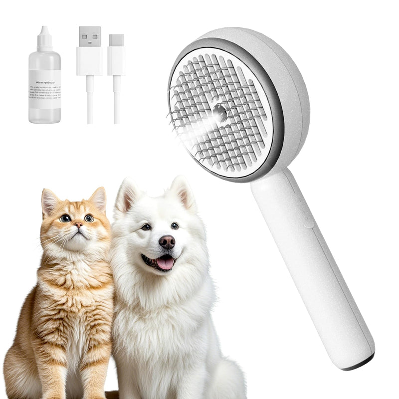 3-in-1 Pet Steam Brush for Dogs and Cats, Shedding & Grooming Comb for Long and Short Hair, Hair Removal with Spray and One-Click Release - PawsPlanet Australia