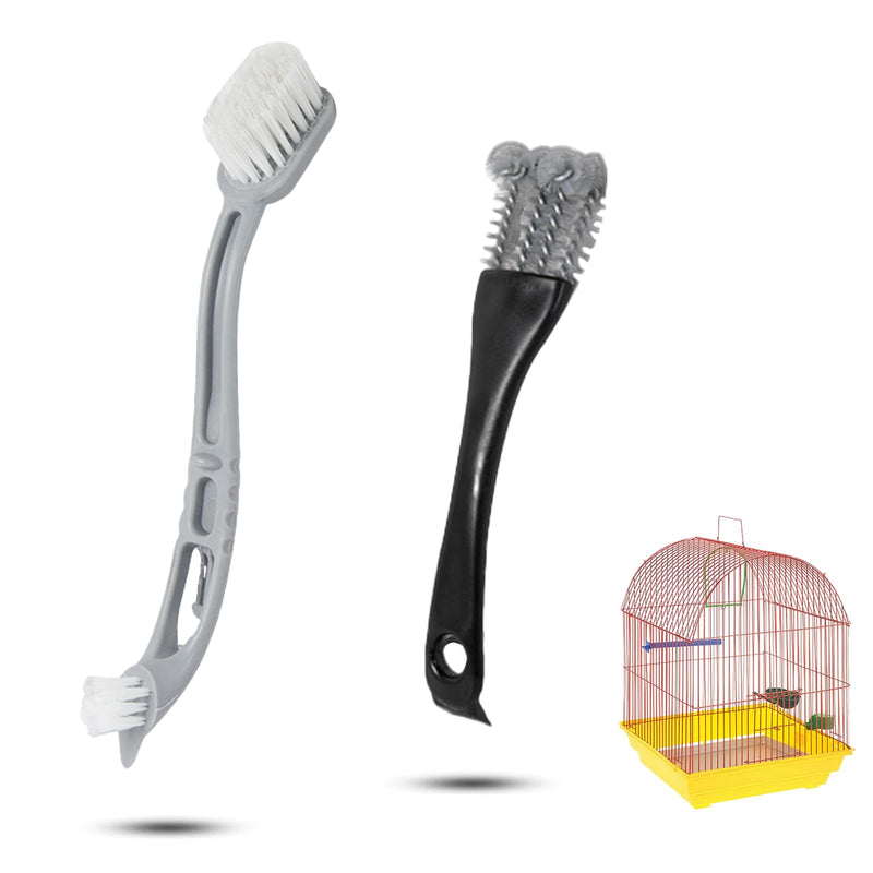 2 Pcs Bird Cage Cleaner Brush & Scoop with Long Handle and Curved Brush Head, 2-in-1 Bird Cage Cleaner with Front and Back Brushes for Kennel, and Parrot Perch Cleaning - PawsPlanet Australia