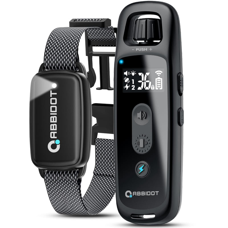 ABBIDOT Dog Shock Collar, 3300 FT Dog Training Collar with Remote, IPX7 Waterproof with 4 Training Modes, Rechargeable E-Collar for Small Medium Large Dogs (5-120 lbs) 1 Collar Pure Black - PawsPlanet Australia