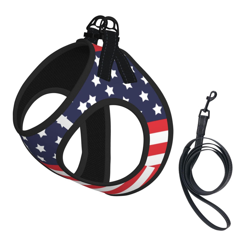 American Star Flag No Pull Dog Harness and Leash Set, Reflective Vest for Small Dogs, Adjustable Breathable Cute Classic Mesh Puppy Harness for Walking Hiking,Small American Star Flag - PawsPlanet Australia