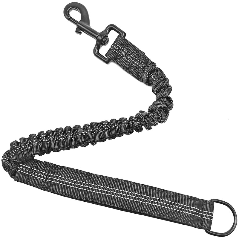 Bungee Dog Leash Extender, 21" Shock Absorbing Leash Extension with Traffic Handle for Dogs, Works with Any Lead, Reflective & 6 Colors- Black 21" - PawsPlanet Australia