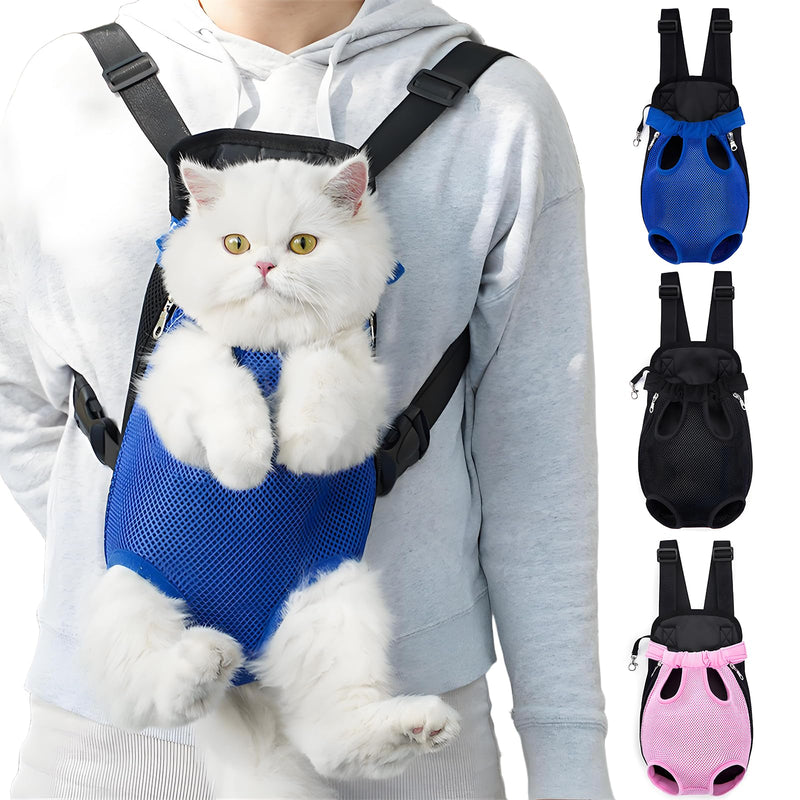 Pet Carrier Backpack, Adjustable Pet Front Carriers for Small Medium Dogs Cats 5-18 Lbs, Legs Out, Dog Cat Carrier Backpack for Hiking,Camping,Traveling,Cycling (Blue, Large（Fit:10-18lb）) Color Blue Large（Fit:10-18lb） - PawsPlanet Australia