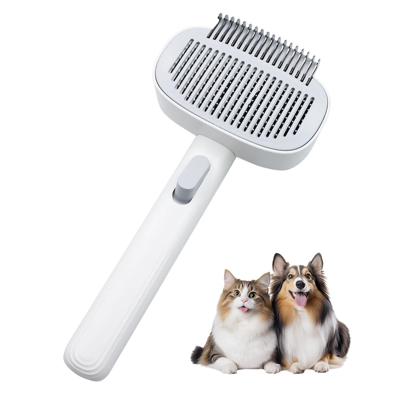 TemApex 2-in-1 Self Cleaning Shedding Brush & Dematting Comb for Long Haired Cats and Dogs, Pet Grooming Deshedding Brush for Dog and Cat Removes Loose Fur & Tangles - PawsPlanet Australia