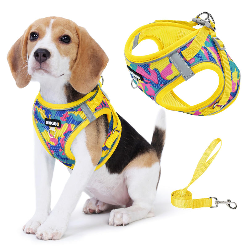 Step in Dog Harness with Leash Set, Adjustable Soft Padded and Breathable Mesh for Small Sized Dog, Reflective No Pull No Choke Cat Vest Harness, Easy Control Pet Vest, Yellow M - PawsPlanet Australia