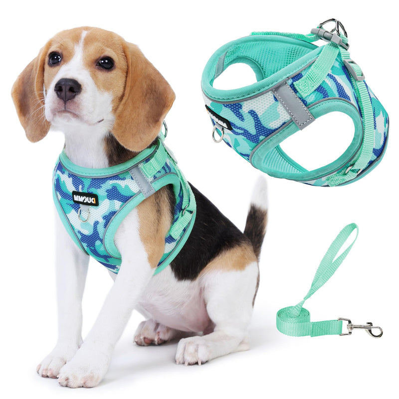 Step in Dog Harness with Leash Set, Adjustable Soft Padded and Breathable Mesh for Small Sized Dog, Reflective No Pull No Choke Cat Vest Harness, Easy Control Pet Vest, Teal S - PawsPlanet Australia