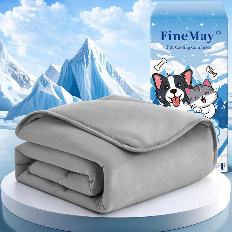 Cooling Blanket for Dogs, Lightweight & Durable Dog Cooling Mat, Q-MAX>0.45 Soft Breathable Pets Comforter for Couch, Bed & Car Essential - Light Grey 40x50 Inches 40''x50'' - PawsPlanet Australia