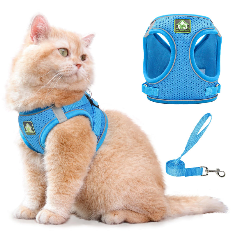 Step in Dog Harness with Leash Set, Adjustable Soft Padded and Breathable Mesh for Small Sized Dog, Reflective No Pull No Choke Cat Vest Harness, Easy Control Pet Vest, Blue S - PawsPlanet Australia