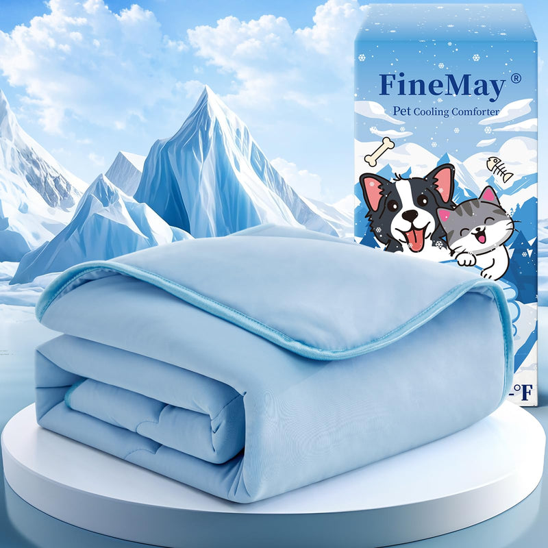 Cooling Blanket for Dogs, Lightweight & Durable Dog Cooling Mat, Q-MAX>0.45 Soft Breathable Pets Comforter for Couch, Bed & Car Essential - Light Blue 50x60 Inches 50''x60'' - PawsPlanet Australia