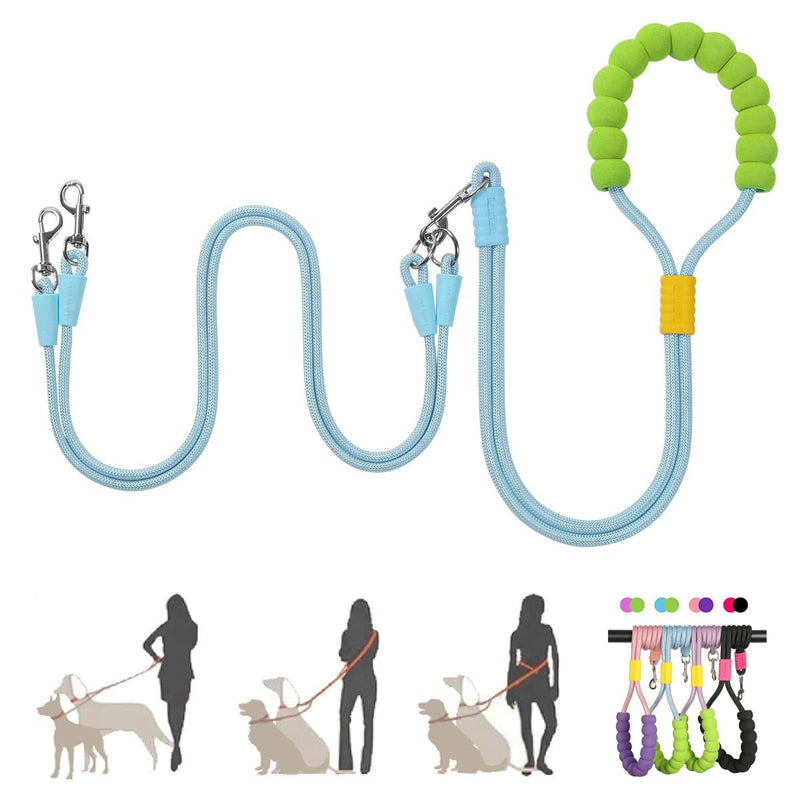 Hands Free Double Dog Leash for Two Dogs, No Tangle 360° Swivel Fit for Small and Medium Breeds, Adjustable Split Leads, Double Leash with Padded Handles Blue - PawsPlanet Australia