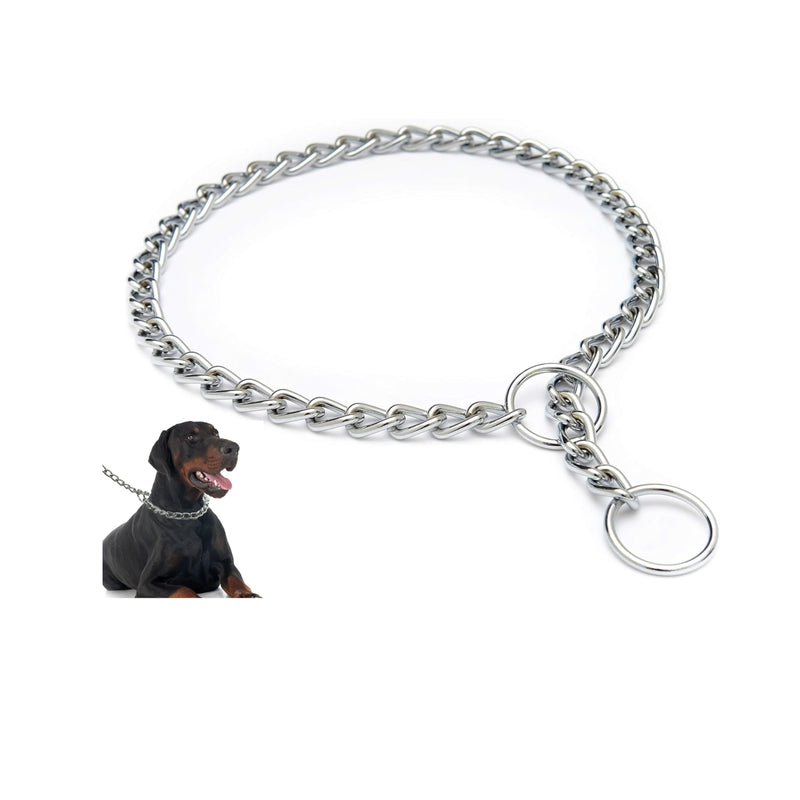American Made Stainless Steel Dog Chain Collar Slip and Martingale Chain for Dogs Chew Proof Chain for Dogs Anti Winding, Heavy Duty Dog Chain Collar - Made in USA with Smooth Chrome Finish Small 16'' - PawsPlanet Australia