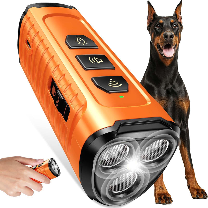 Dog Bark Deterrent Device 3X Anti Barking Device for Dogs, 5 Modes Stop Neighbors Dog Barks No More Safe for All Dogs 50FT Bark Control Indoor Outdoor with Flashlight,Dog Training Device Orange - PawsPlanet Australia