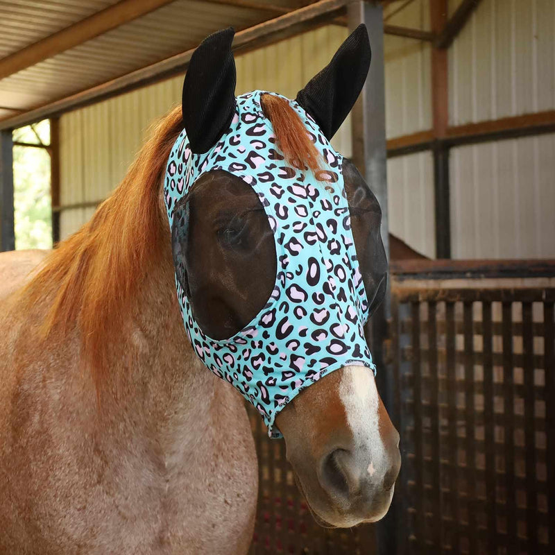 Jeffers Expression Lycra Horse Fly Mask – Full Size, Party Cheetah – Lightweight Stretch Horse Mask with Mesh Eyes & Ears, Breathable Lycra Mask for Horses, Equine Summer Apparel & Gear - PawsPlanet Australia