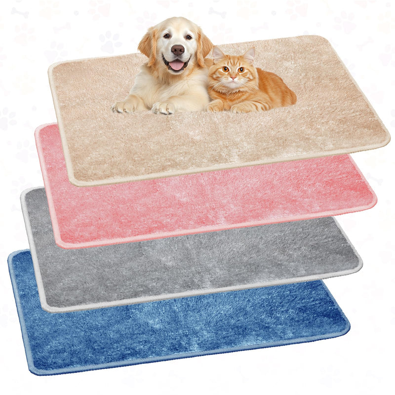 4 Pcs Pet Carrier Pad Travel Pet Reversible Dog Mat Replacement Liners for Travel Dog Bed Pad Washable Plush Cashmere Double Sided Bed Mat for Cat Kennel Crate (Colorful,17 x 11 Inch) 17 x 11 Inch Colorful - PawsPlanet Australia