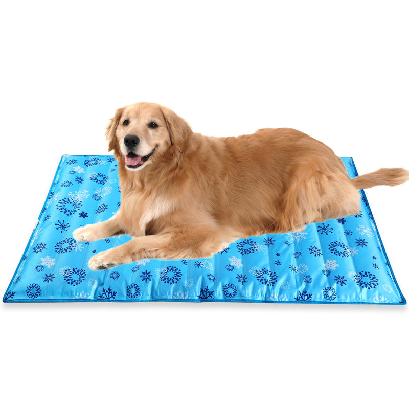 Dog Cooling Mat, Pet Washable Non-Toxic Summer Dogs Cats Cooling Pads Sleeping Kennel Mats Cool Ice Blanket for Indoor & Outdoor Dog Beach Essentials Gray 47.2 * 29.5IN 47.2*29.5 Snowflakes - PawsPlanet Australia