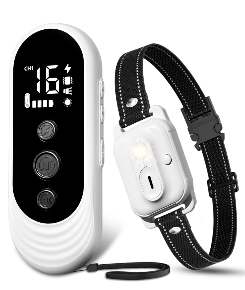 Dog Shock Collar, 3300ft Dog Training Collar with Remote, IPX7 Waterproof Rechargeable Shock Collar Dogs with Beep, Vibration, Safety Shock, Light Mode - PawsPlanet Australia