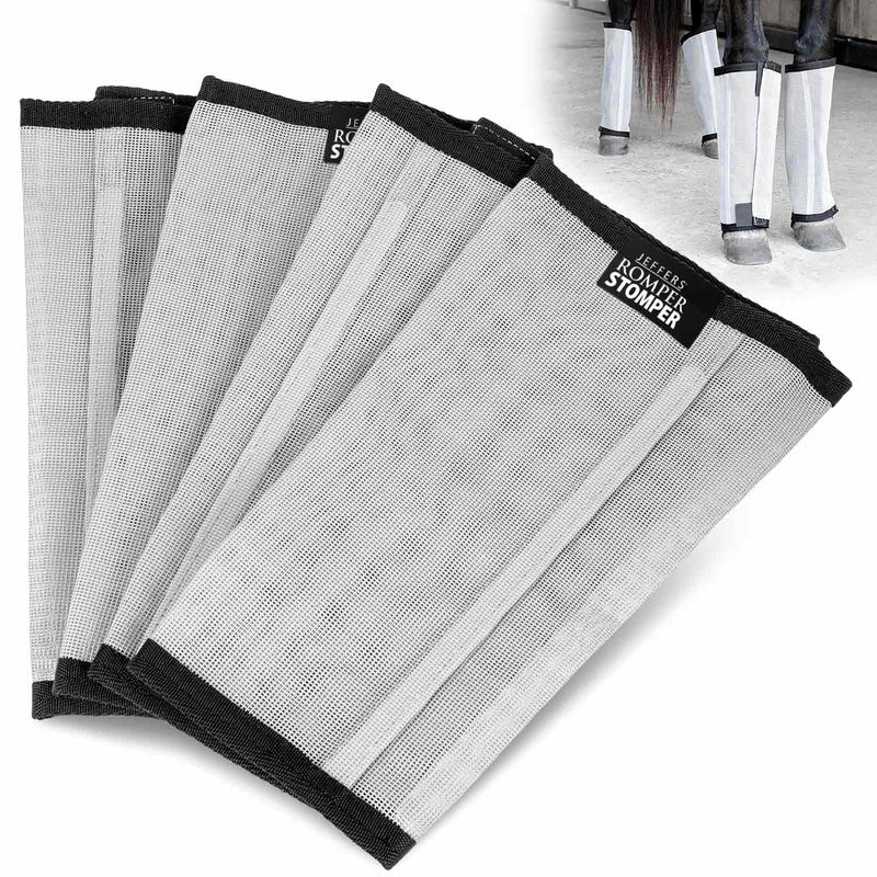 Jeffers Romper Stomper Fly Boots for Horses - Grey, Large – Breathable Mesh Leg Wraps for Insect Protection, Stable Accessories for Summer Turnout, Ride Gear, Horse Hoof & Leg Care - 4 Pack Medium - PawsPlanet Australia