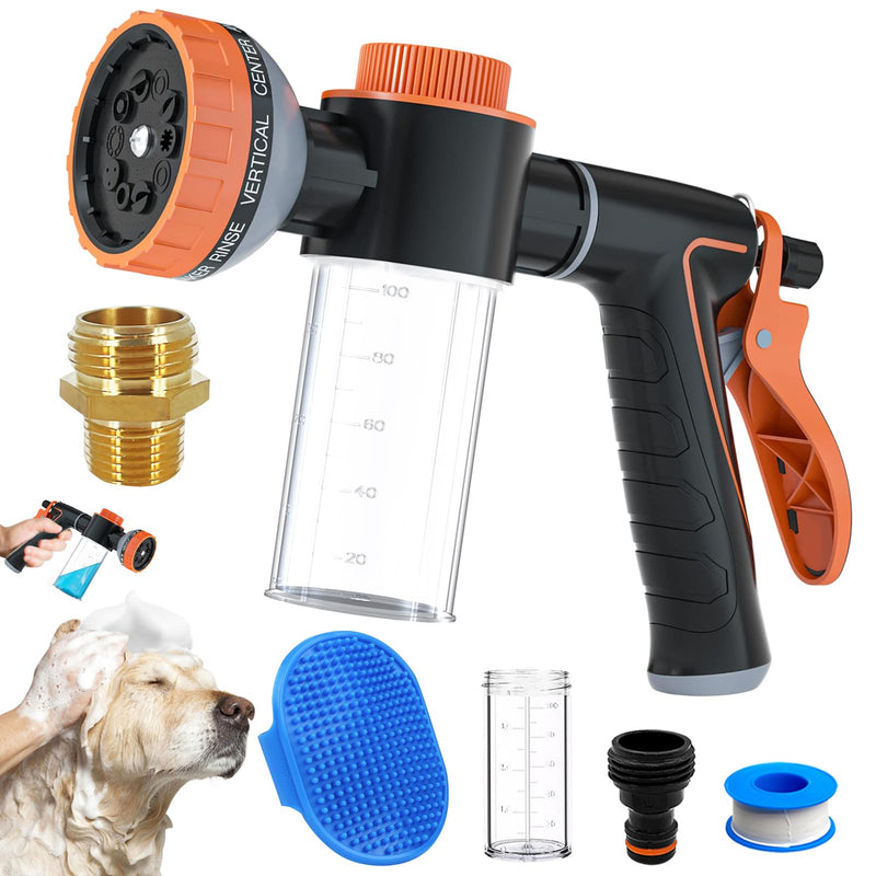 Pet Dog Wash Sprayer Shampoo & Soap Dispenser, Hose Nozzle for Indoor/Outdoor Use with 3/4' GHT Male x 1/2' NPT Male Connector, Dog Wash Hose Attachment for Pet Bathing, Watering, Car Washing 5 - PawsPlanet Australia