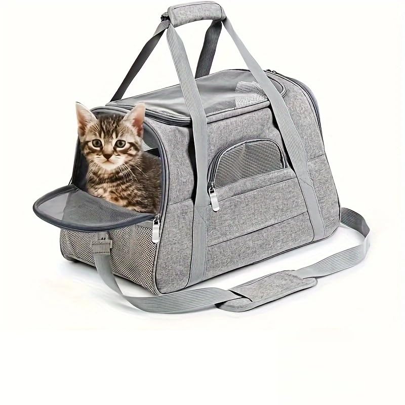 Cat Carriers, Dog Carriers, Pet Carriers – Airline-Approved Soft-Sided Bag for Cats & Small Dogs (Up to 15 lb), Foldable, Breathable Mesh, Privacy Cover, Washable & Lightweight grey - PawsPlanet Australia