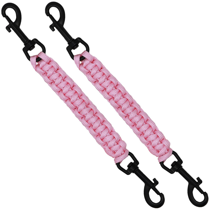 2 PCS Dog Collar Safety Clips, Backup Clip Connector, Prong Collar, Dual Clasps Rotating Buckle for Small and Medium Dogs (Pink) Pink Cord - PawsPlanet Australia