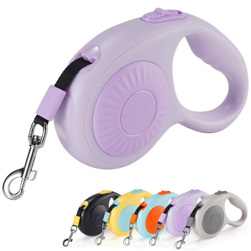 JSXD 360° Tangle-Free Retractable Dog Leash with One-Handed Brake, Pause, Lock, 10 ft Strong Nylon Tape Pet Walking Leash,Suitable for Cats, Small and Medium Dogs up to 66 lbs (Purple, 10 ft) Purple - PawsPlanet Australia