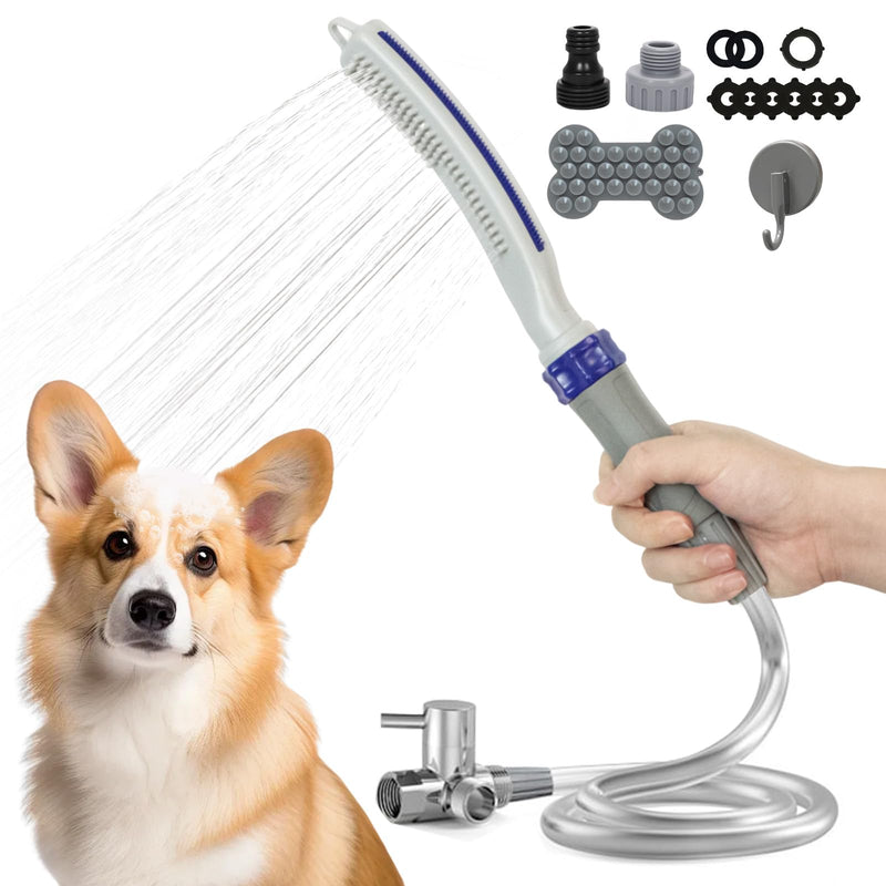 Dog Shower Attachment,Dog Shower With Brass Diverter,Pet Shower Attachment for 3 Spray Modes,8-Foot Hose With Indoor and Outdoor Adapters,for Bathing & Grooming Easy Dog/Cat Bathing and Cleaning - PawsPlanet Australia