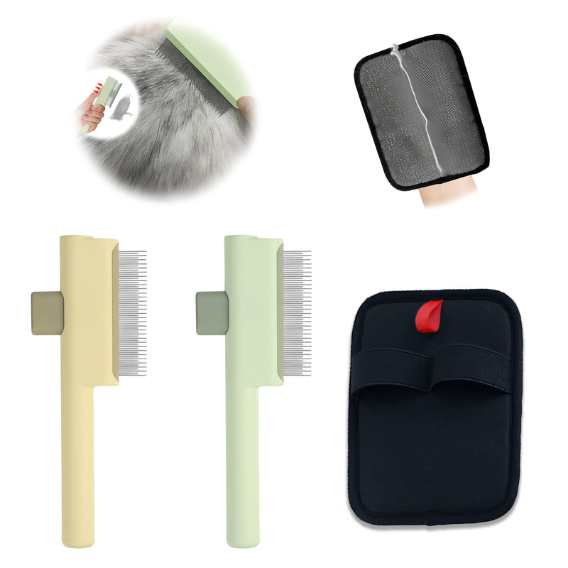 1 PCS Pet Hair Removal Glove w/ 2PCS Pet Combs,Electrostatic Gloves for Cats&Dogs Flea Comb,Dog Comb,Cat Comb,Brush for Shedding,Reusable Animal Fur Removal Tool for Couch,Furniture,Carpet,Curtain Style C - PawsPlanet Australia