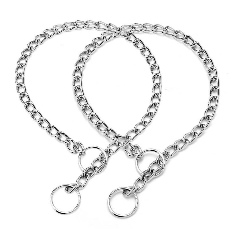 Chain Dog Choker Collar, Metal Slip Link Training Heavy Duty Choke Dog Collar Puppy Collars for XXS XS Small Medium Large Big XL Breed Dogs, 2xSilver XL Silver x2 XL(Neck Max 22inch)D4mm - PawsPlanet Australia