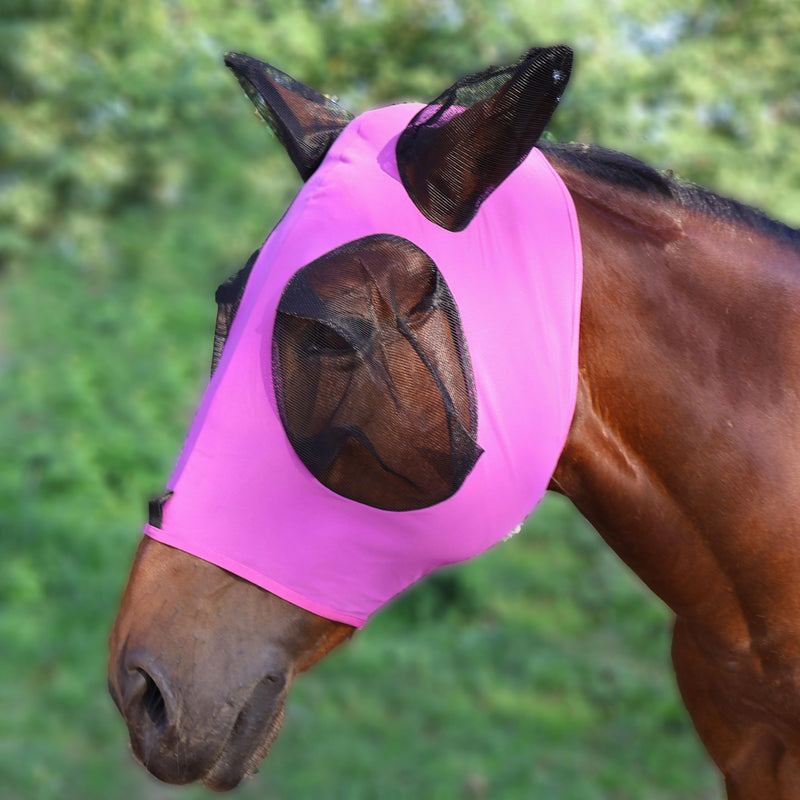 Stretch Horse Fly Mask with Comfortable Fit - Breathable Mesh UV Protection Horse Fly Mask Large Purple - PawsPlanet Australia